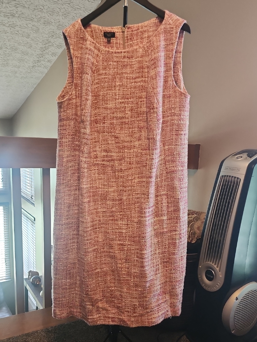 Talbots Rose Pink Tweed Sleeveless Shift Dress